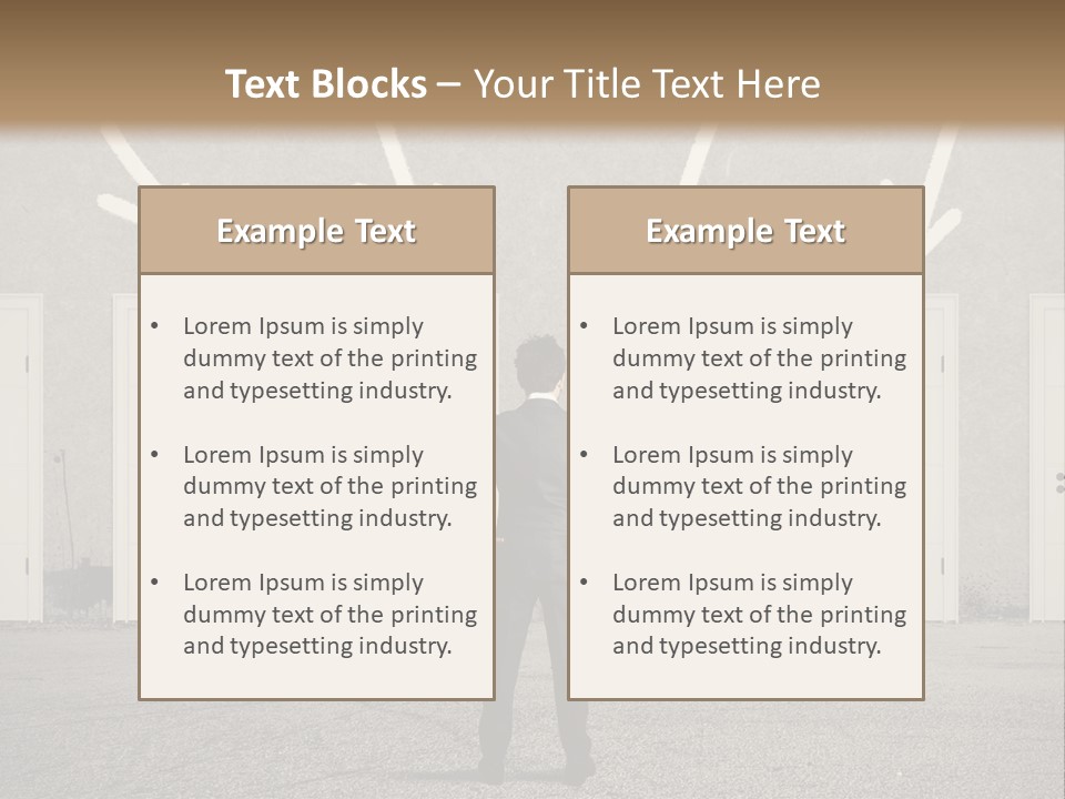 A Man Standing In Front Of A Row Of Doors PowerPoint Template