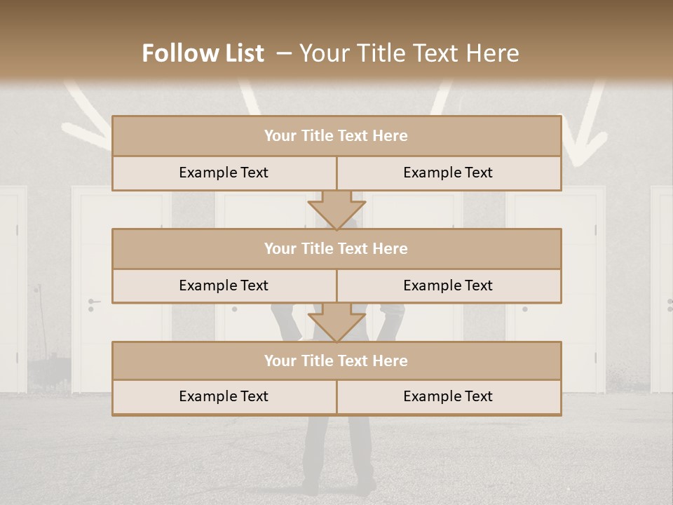 A Man Standing In Front Of A Row Of Doors PowerPoint Template