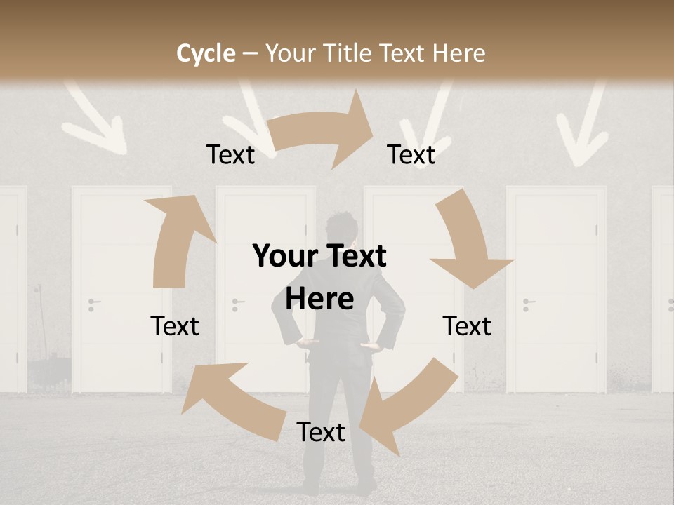 A Man Standing In Front Of A Row Of Doors PowerPoint Template