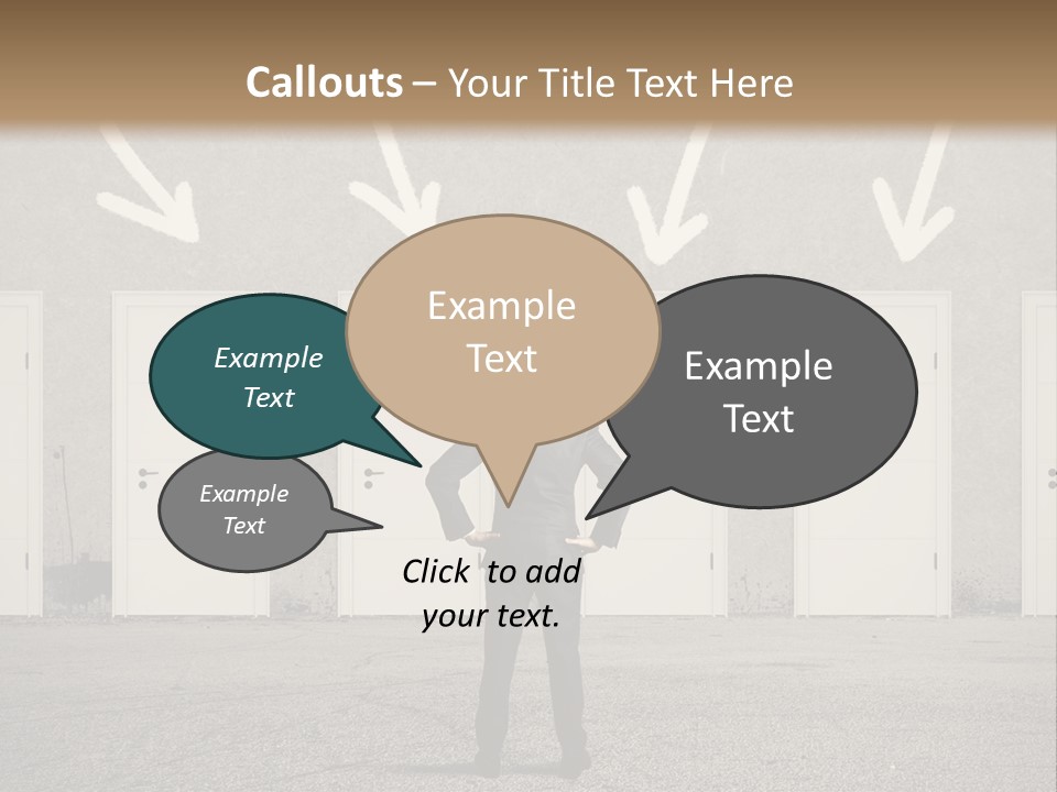 A Man Standing In Front Of A Row Of Doors PowerPoint Template