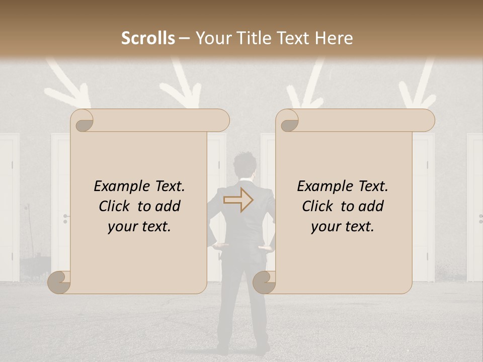 A Man Standing In Front Of A Row Of Doors PowerPoint Template