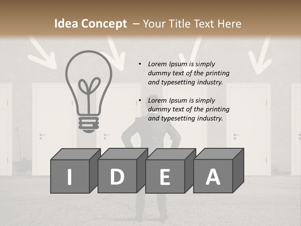 A Man Standing In Front Of A Row Of Doors PowerPoint Template