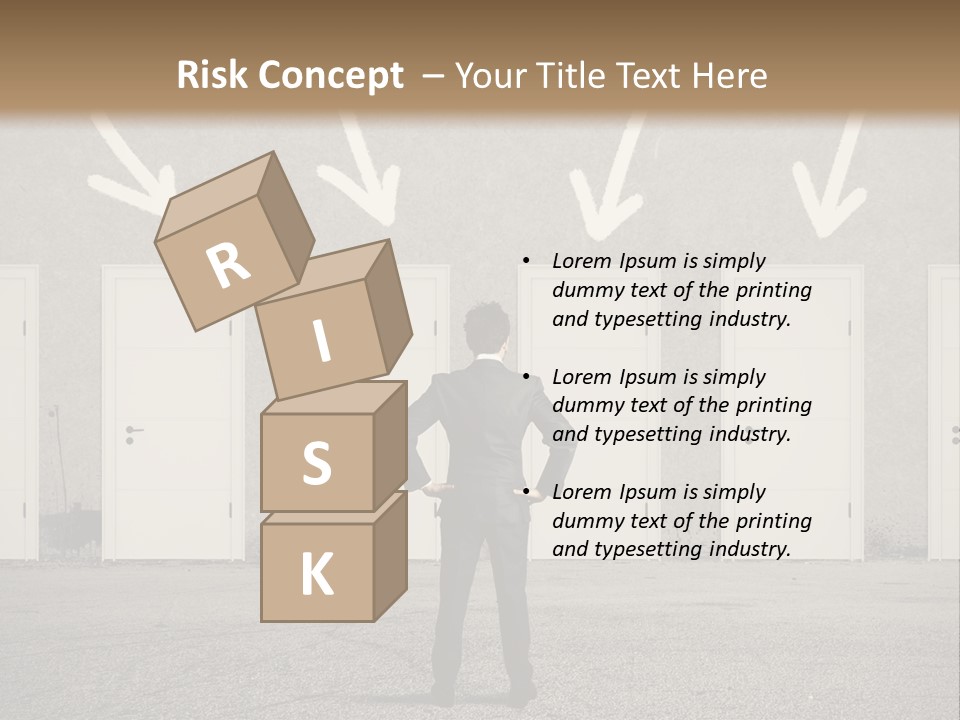 A Man Standing In Front Of A Row Of Doors PowerPoint Template