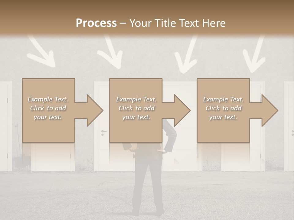 A Man Standing In Front Of A Row Of Doors PowerPoint Template