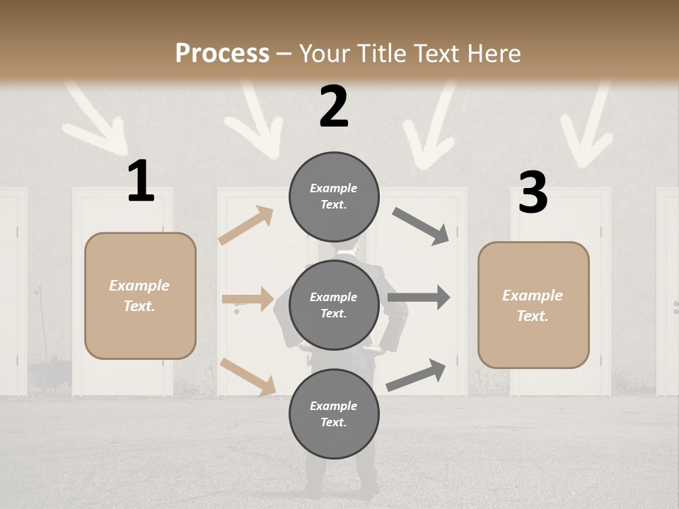 A Man Standing In Front Of A Row Of Doors PowerPoint Template