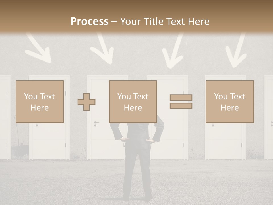 A Man Standing In Front Of A Row Of Doors PowerPoint Template