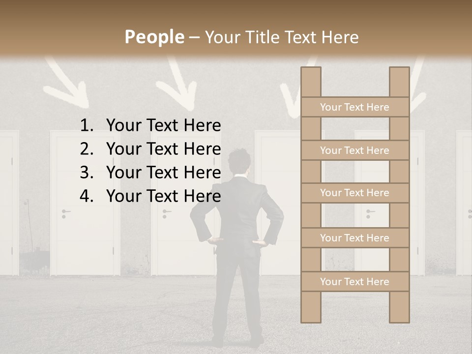 A Man Standing In Front Of A Row Of Doors PowerPoint Template