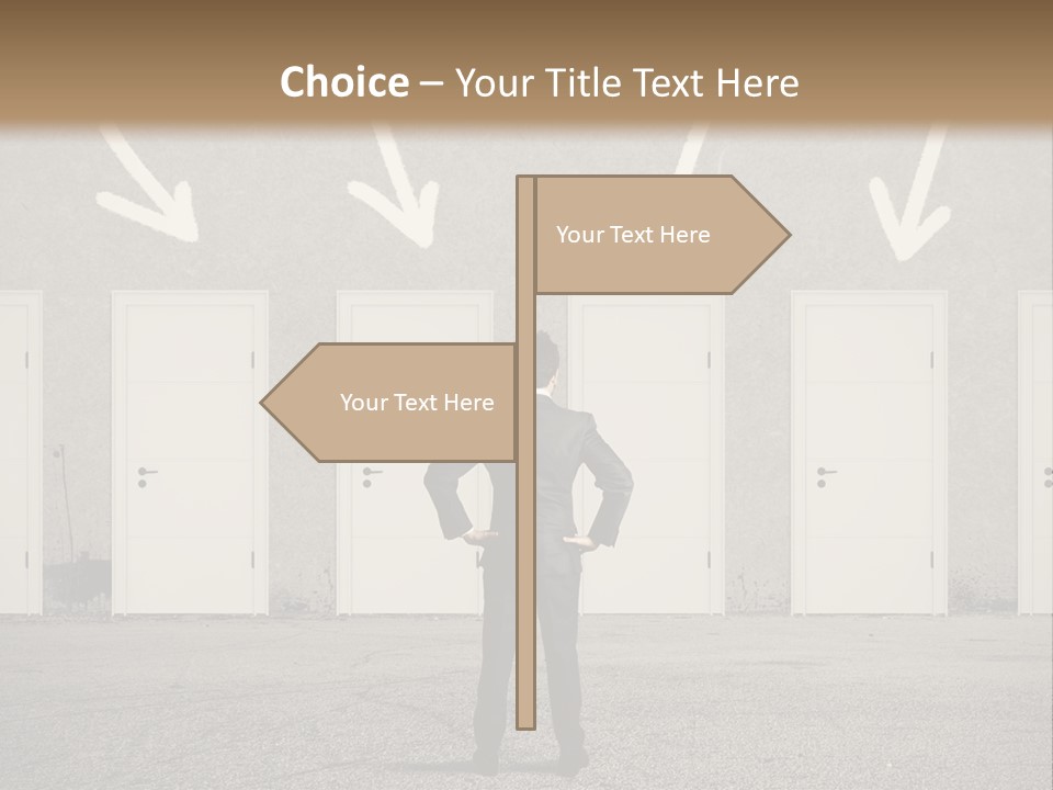 A Man Standing In Front Of A Row Of Doors PowerPoint Template
