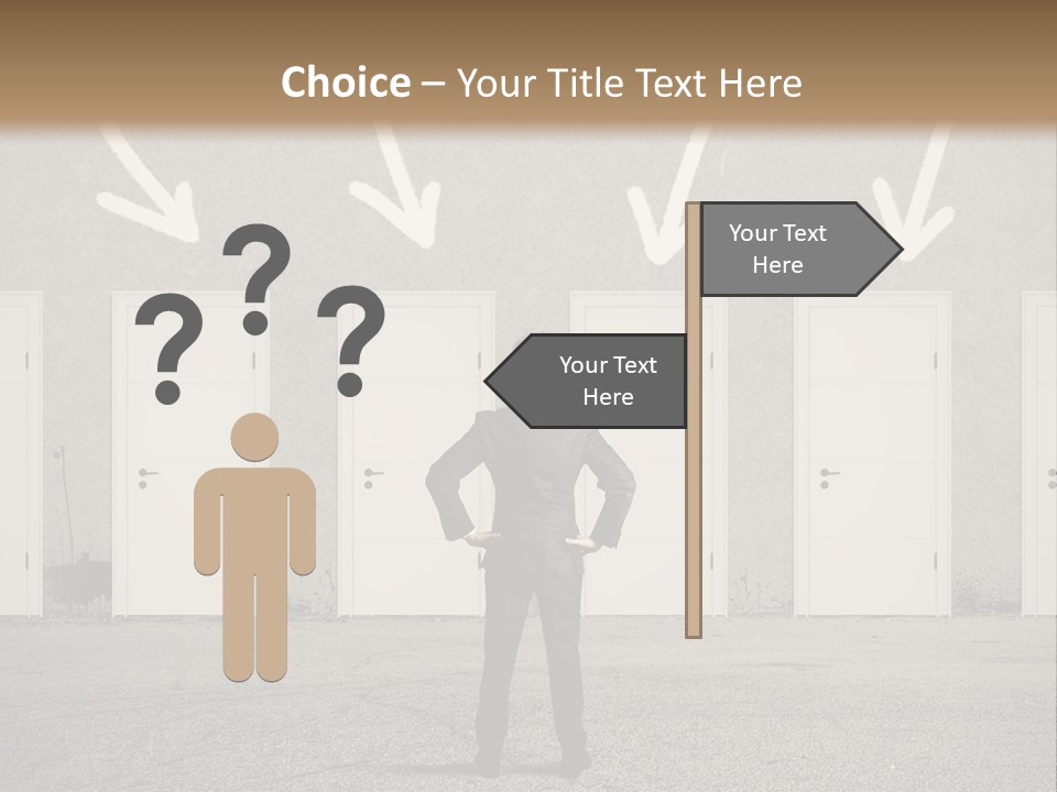 A Man Standing In Front Of A Row Of Doors PowerPoint Template