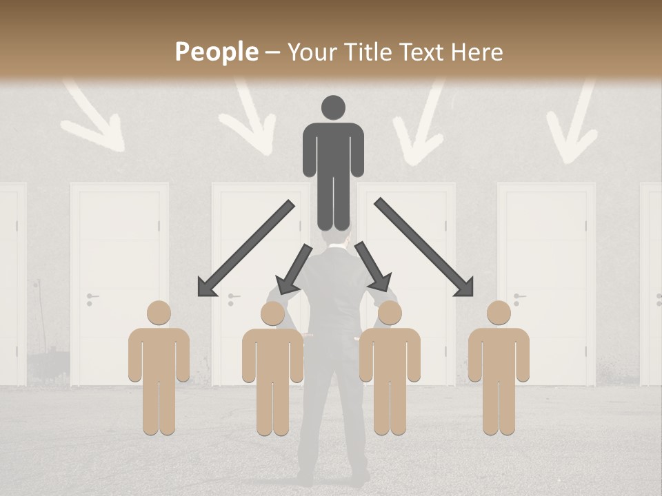 A Man Standing In Front Of A Row Of Doors PowerPoint Template