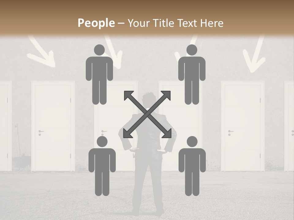 A Man Standing In Front Of A Row Of Doors PowerPoint Template