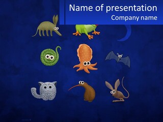 A Group Of Different Types Of Animals On A Blue Background PowerPoint Template