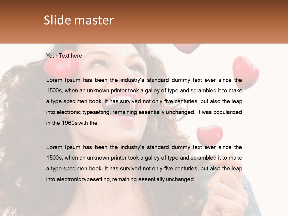 A Woman With Hearts On Her Head Is Smiling PowerPoint Template