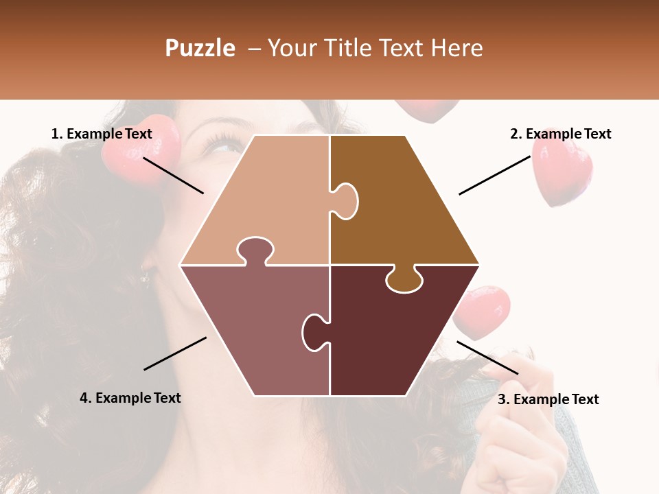 A Woman With Hearts On Her Head Is Smiling PowerPoint Template