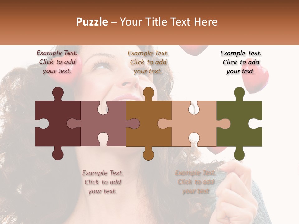 A Woman With Hearts On Her Head Is Smiling PowerPoint Template