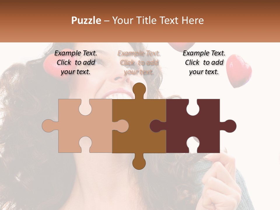 A Woman With Hearts On Her Head Is Smiling PowerPoint Template