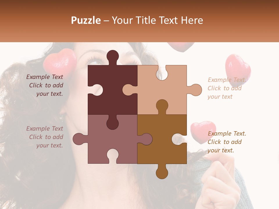 A Woman With Hearts On Her Head Is Smiling PowerPoint Template