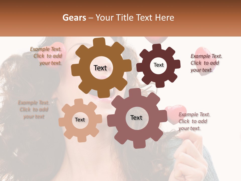 A Woman With Hearts On Her Head Is Smiling PowerPoint Template