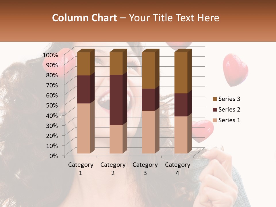 A Woman With Hearts On Her Head Is Smiling PowerPoint Template