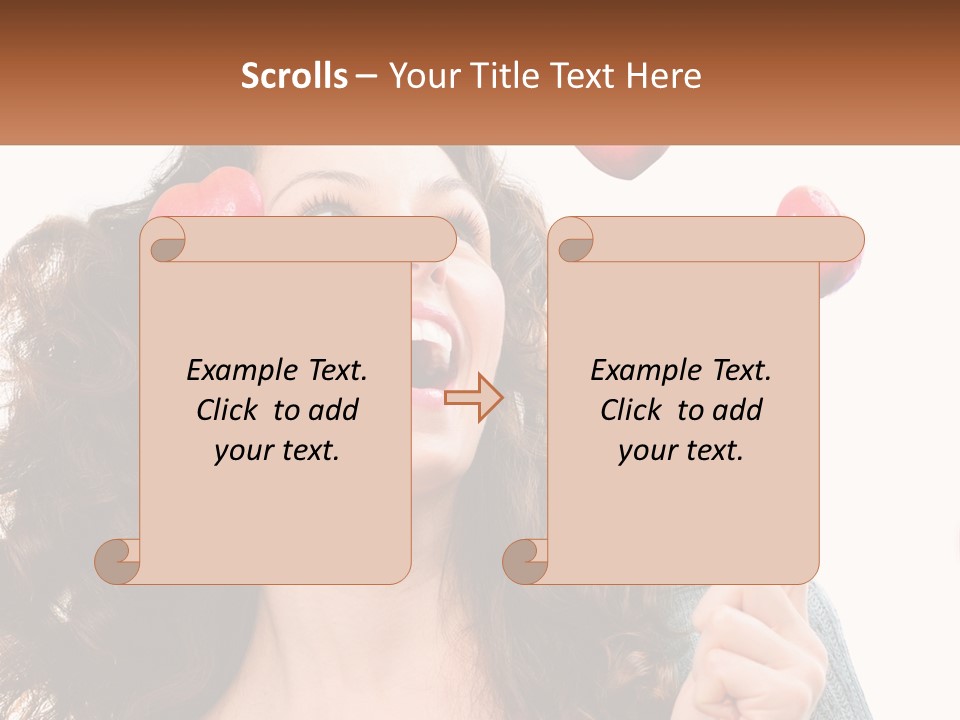 A Woman With Hearts On Her Head Is Smiling PowerPoint Template