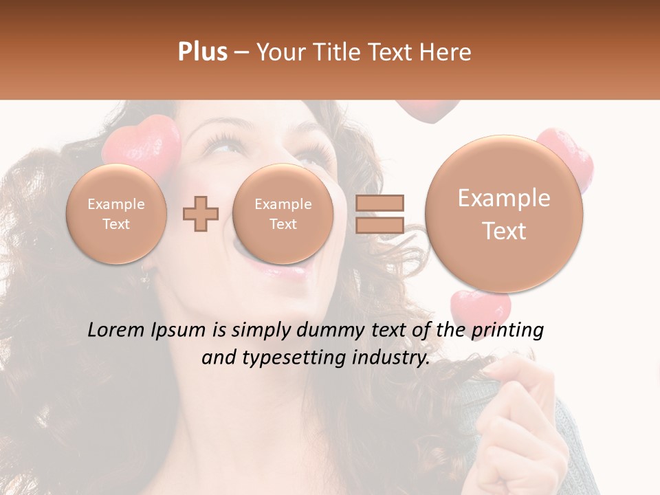 A Woman With Hearts On Her Head Is Smiling PowerPoint Template