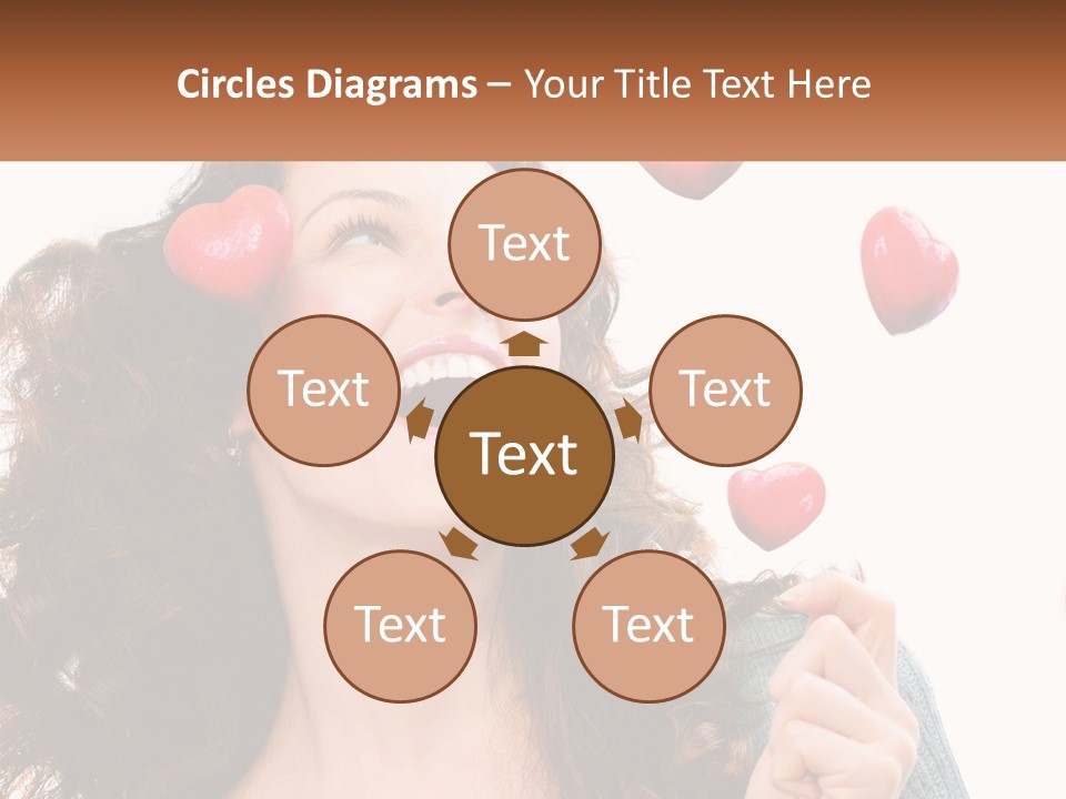 A Woman With Hearts On Her Head Is Smiling PowerPoint Template