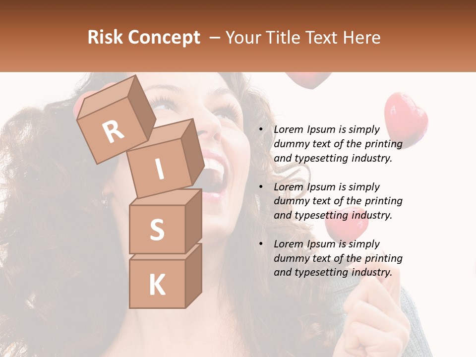 A Woman With Hearts On Her Head Is Smiling PowerPoint Template