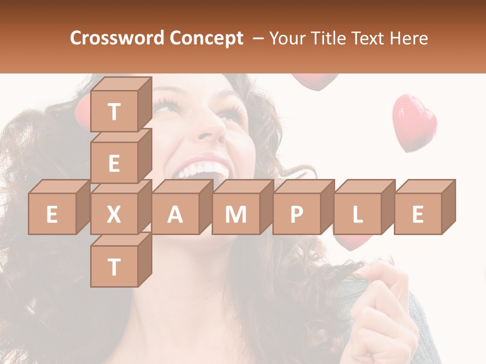 A Woman With Hearts On Her Head Is Smiling PowerPoint Template