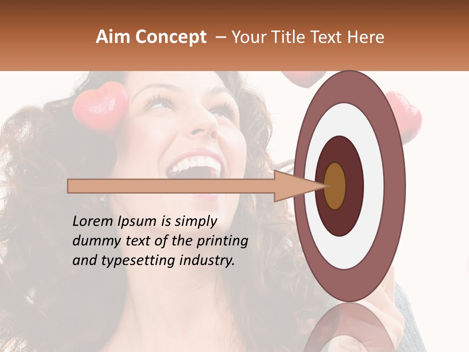 A Woman With Hearts On Her Head Is Smiling PowerPoint Template