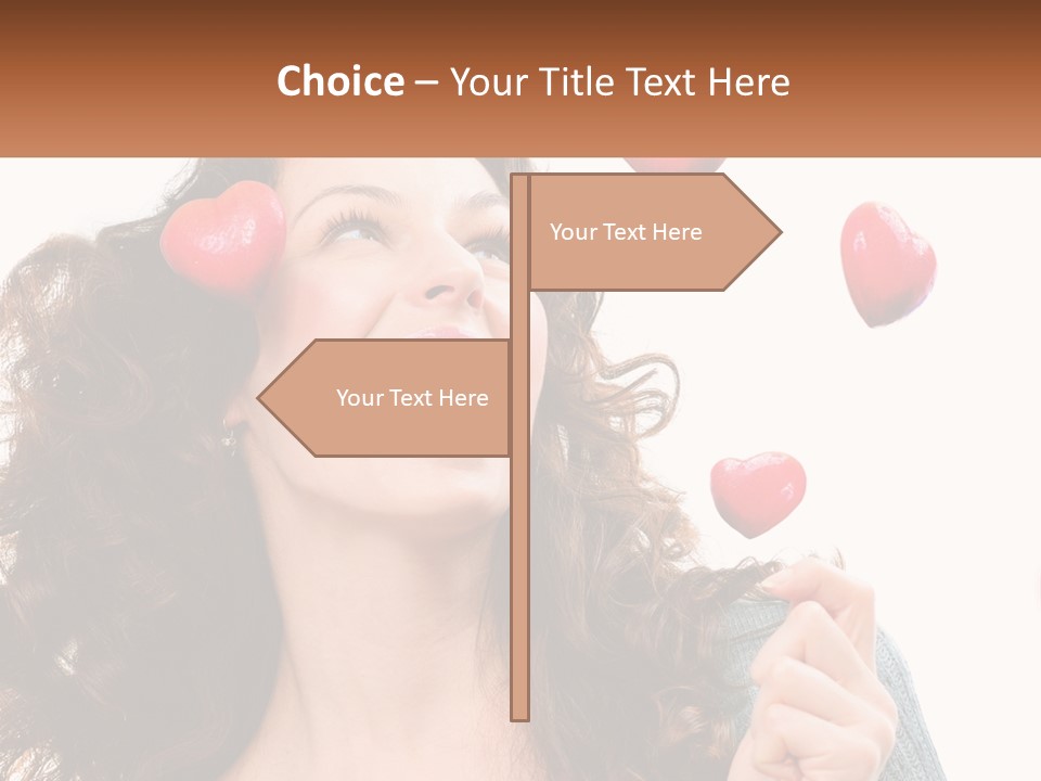 A Woman With Hearts On Her Head Is Smiling PowerPoint Template