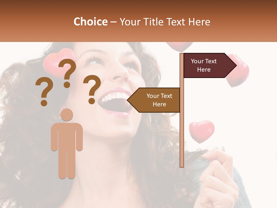A Woman With Hearts On Her Head Is Smiling PowerPoint Template