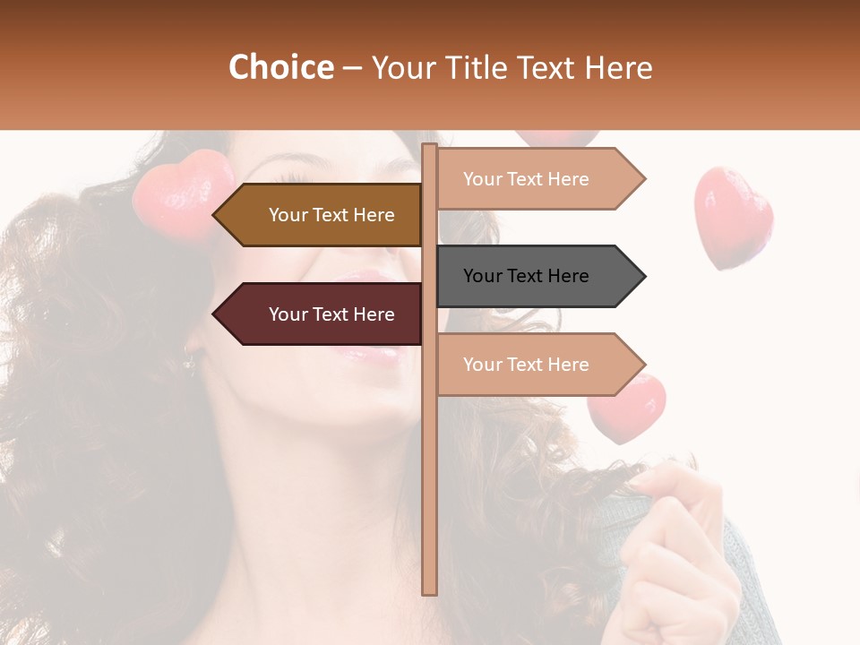 A Woman With Hearts On Her Head Is Smiling PowerPoint Template