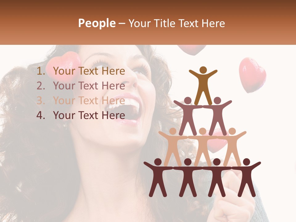 A Woman With Hearts On Her Head Is Smiling PowerPoint Template