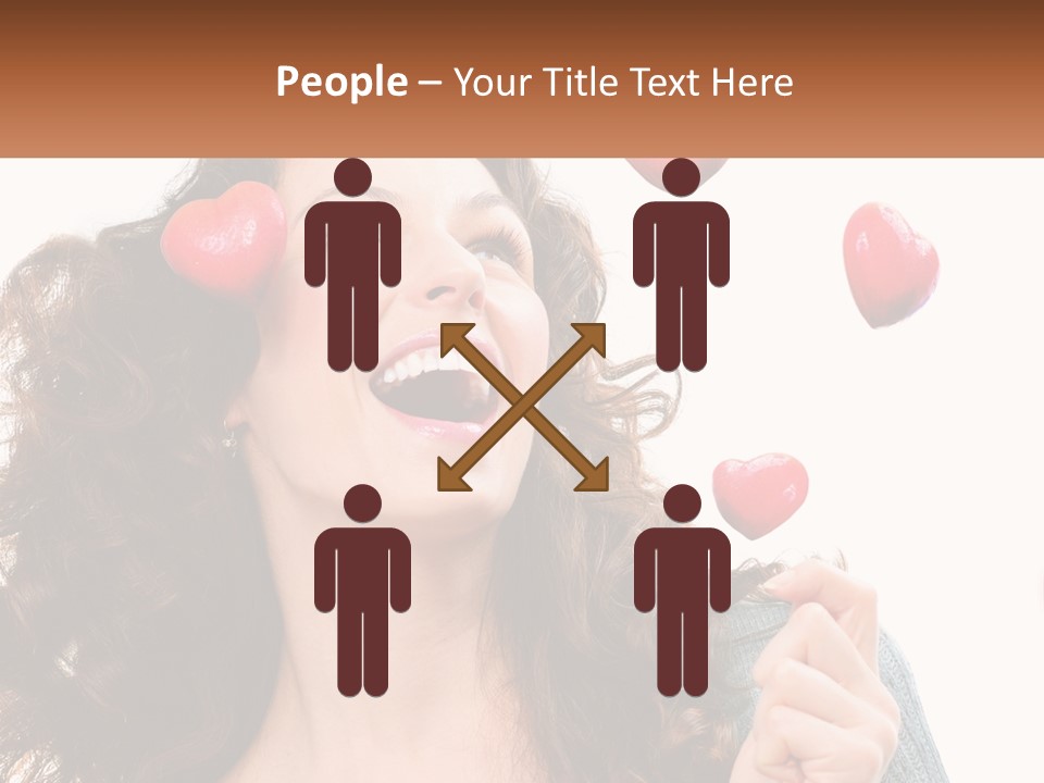 A Woman With Hearts On Her Head Is Smiling PowerPoint Template