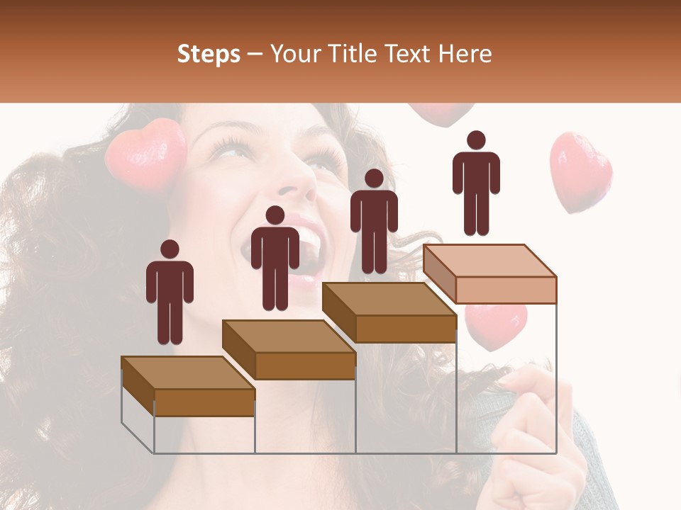 A Woman With Hearts On Her Head Is Smiling PowerPoint Template