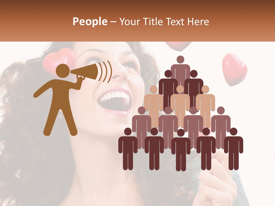 A Woman With Hearts On Her Head Is Smiling PowerPoint Template