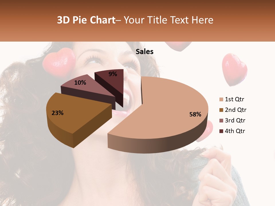 A Woman With Hearts On Her Head Is Smiling PowerPoint Template