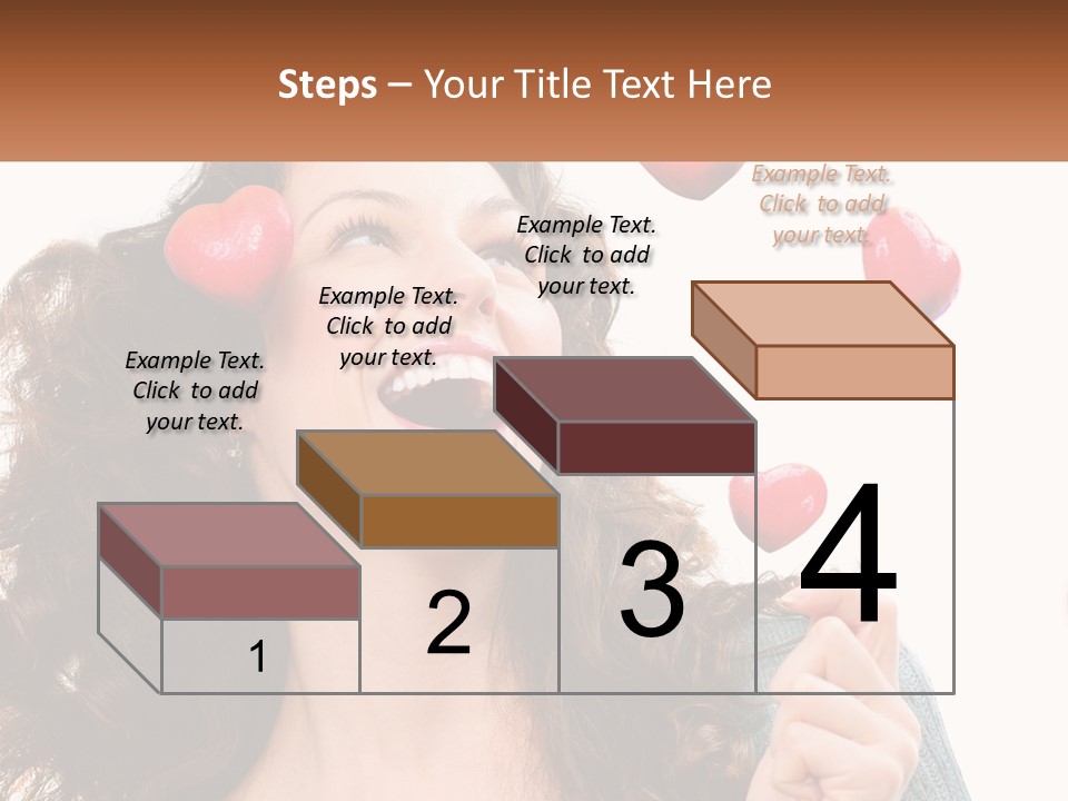 A Woman With Hearts On Her Head Is Smiling PowerPoint Template