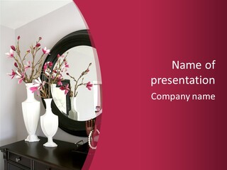 A Table With Vases And A Mirror On It PowerPoint Template