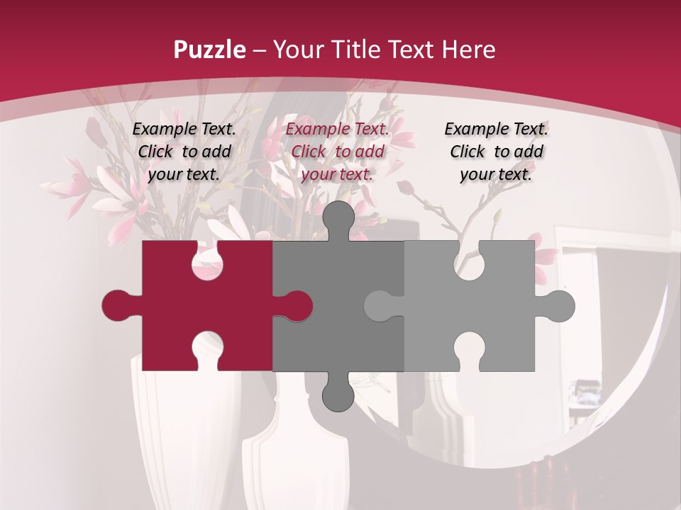 A Table With Vases And A Mirror On It PowerPoint Template