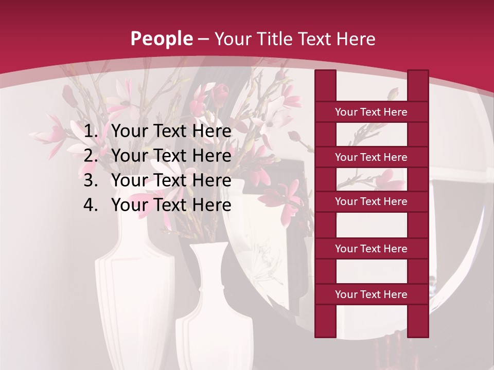 A Table With Vases And A Mirror On It PowerPoint Template