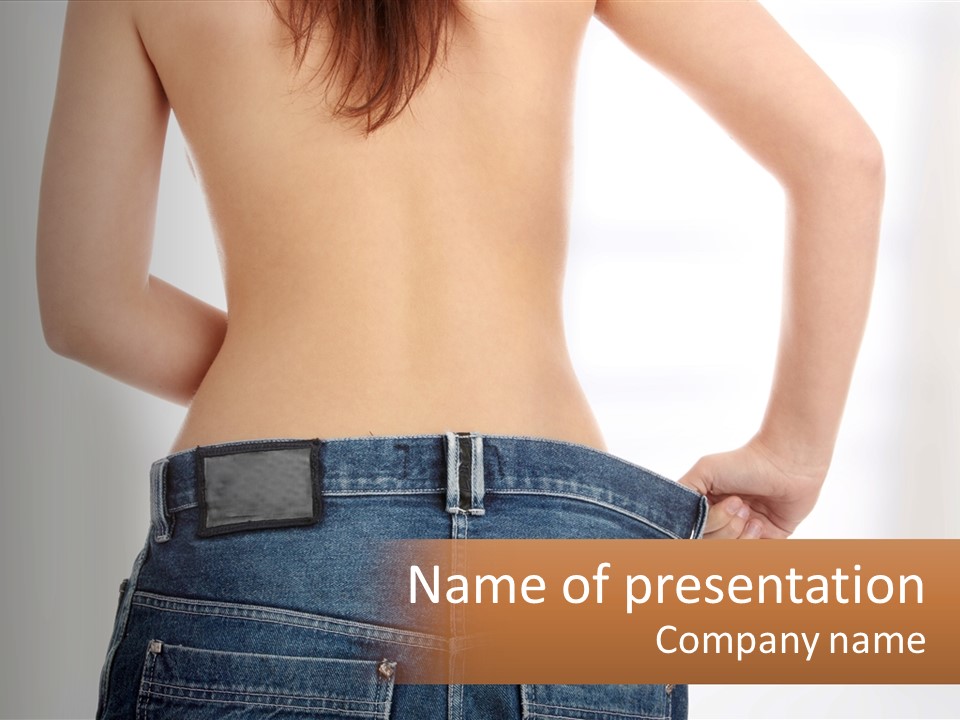 A Woman In Jeans With Her Back To The Camera PowerPoint Template
