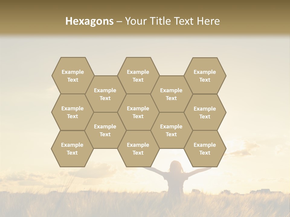 A Person Standing In A Field With Their Arms Outstretched PowerPoint Template