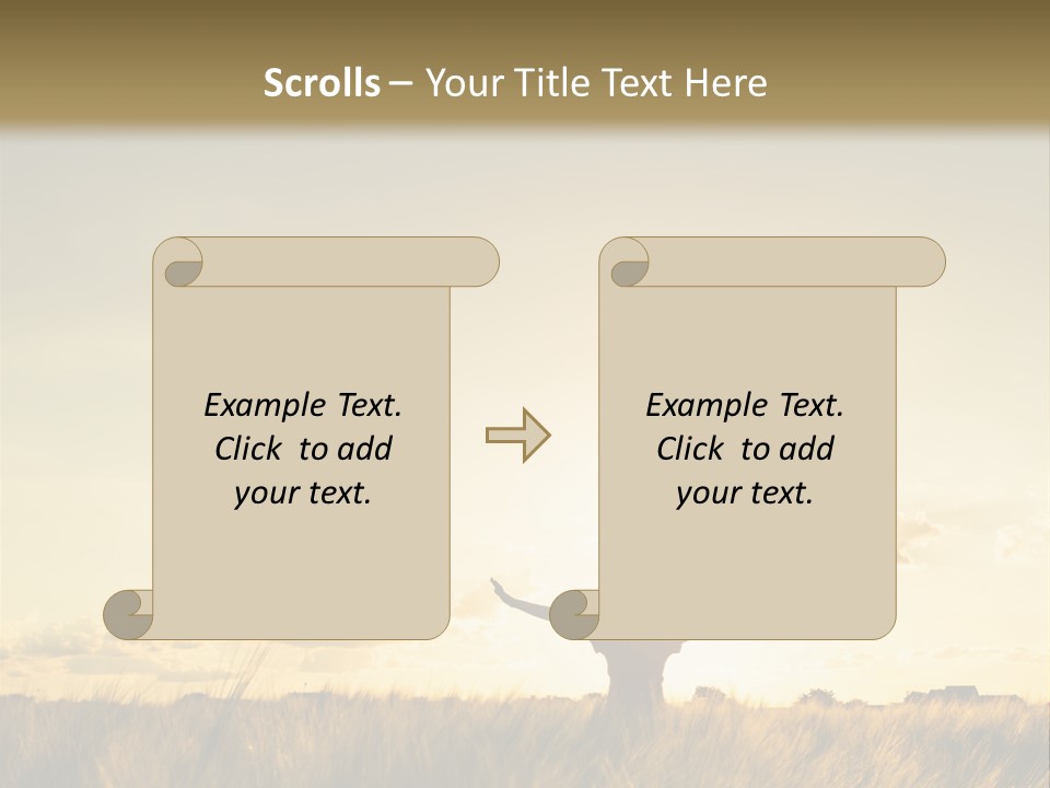 A Person Standing In A Field With Their Arms Outstretched PowerPoint Template