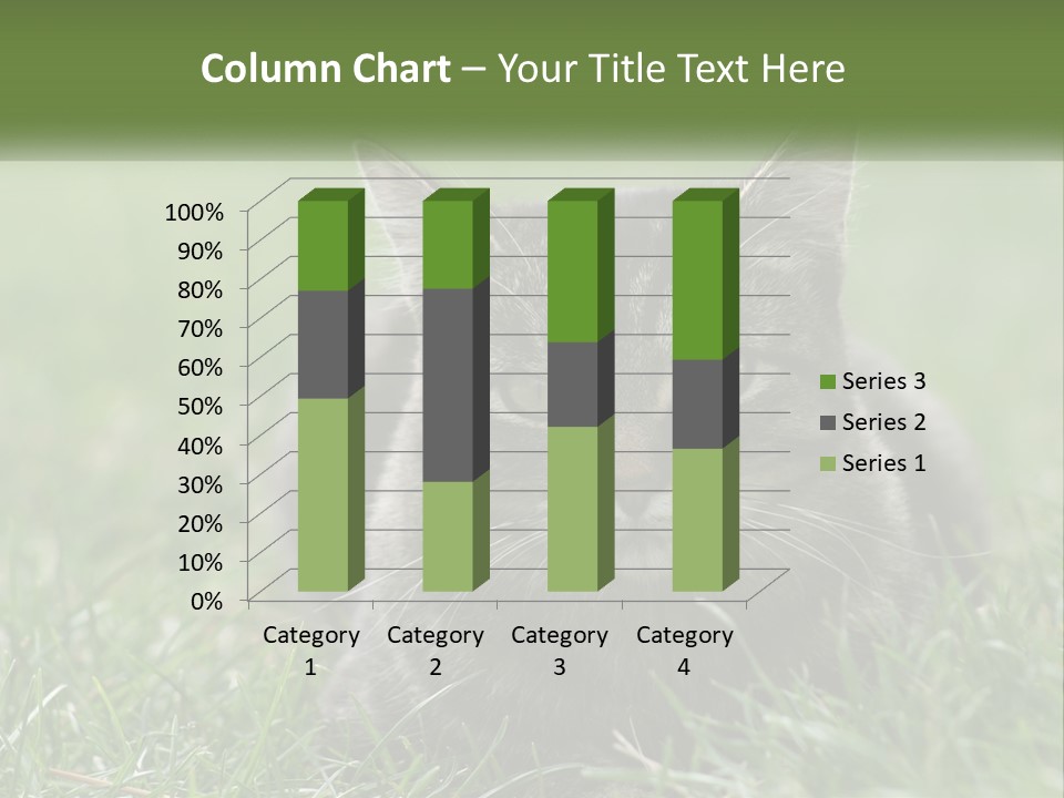 A Cat Laying In The Grass Looking At The Camera PowerPoint Template