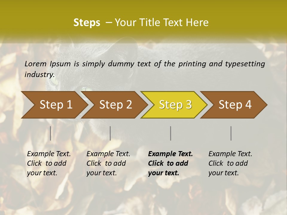 A Gray Cat Standing On Top Of A Pile Of Leaves PowerPoint Template