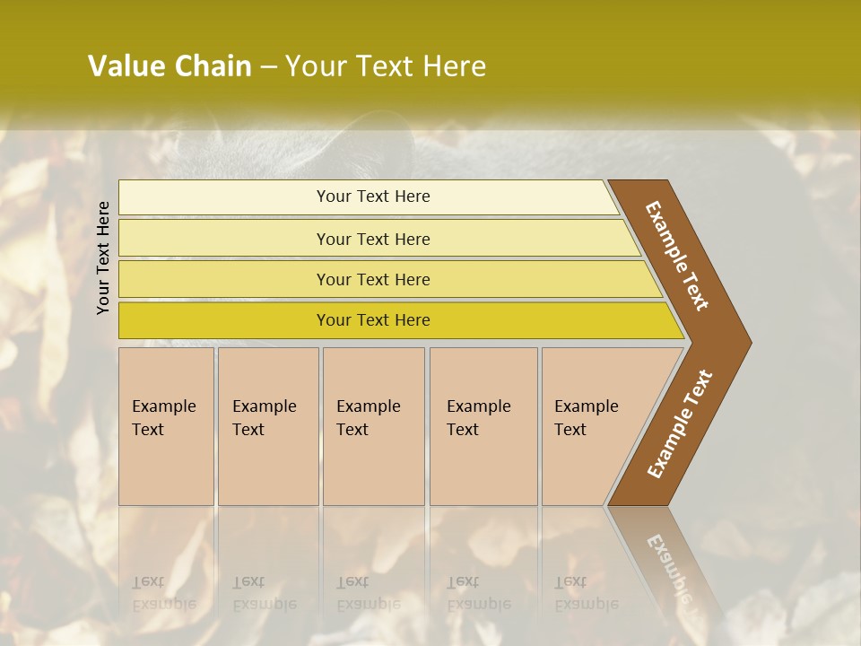A Gray Cat Standing On Top Of A Pile Of Leaves PowerPoint Template