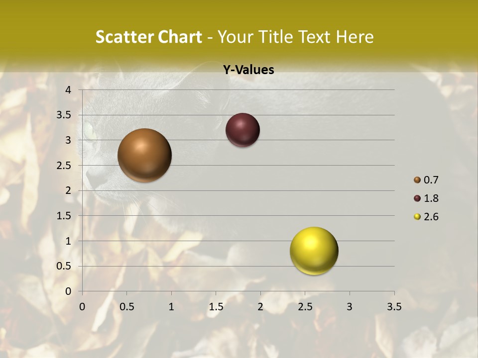 A Gray Cat Standing On Top Of A Pile Of Leaves PowerPoint Template