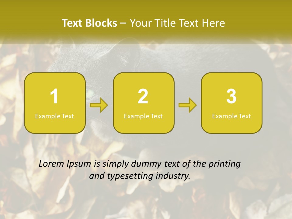 A Gray Cat Standing On Top Of A Pile Of Leaves PowerPoint Template