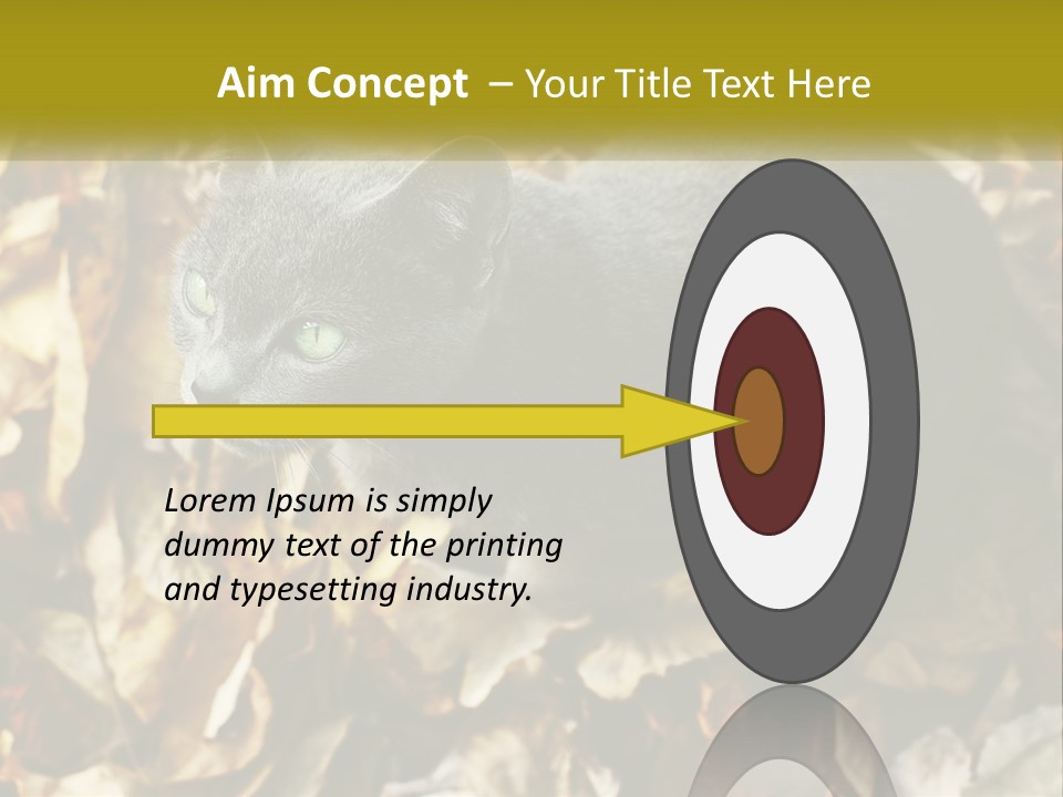 A Gray Cat Standing On Top Of A Pile Of Leaves PowerPoint Template